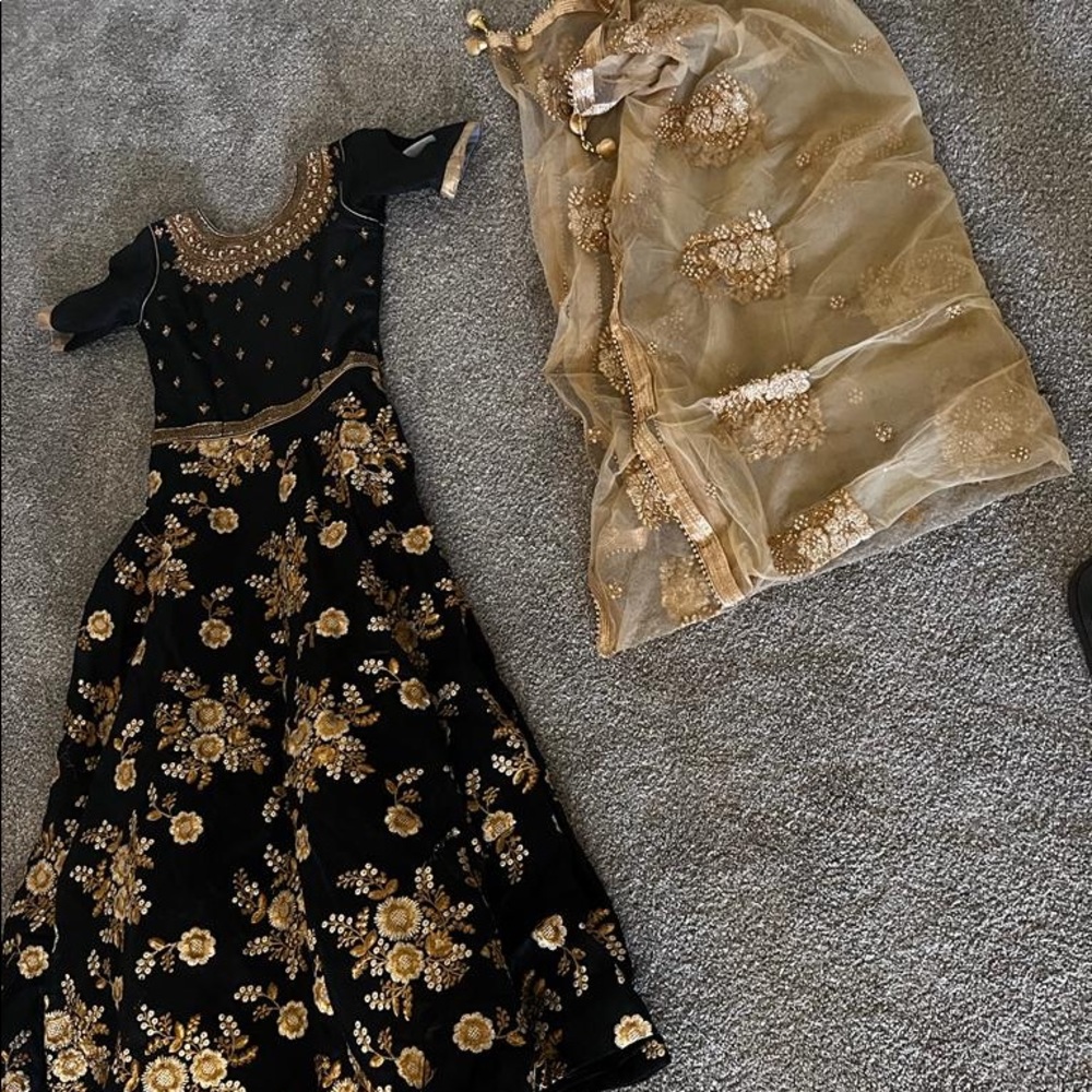 Beautiful Indian/Pakistani long wear dress with embroidery on dupatta as well.